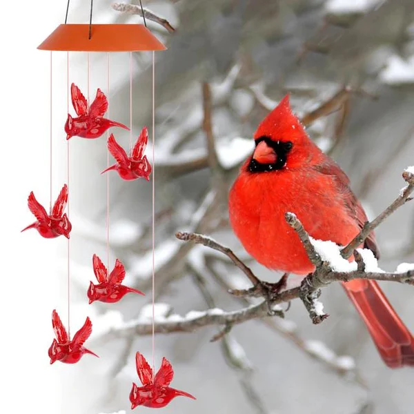 2024 New Year Hot Sale - Solar Cardinal Wind Chime Light