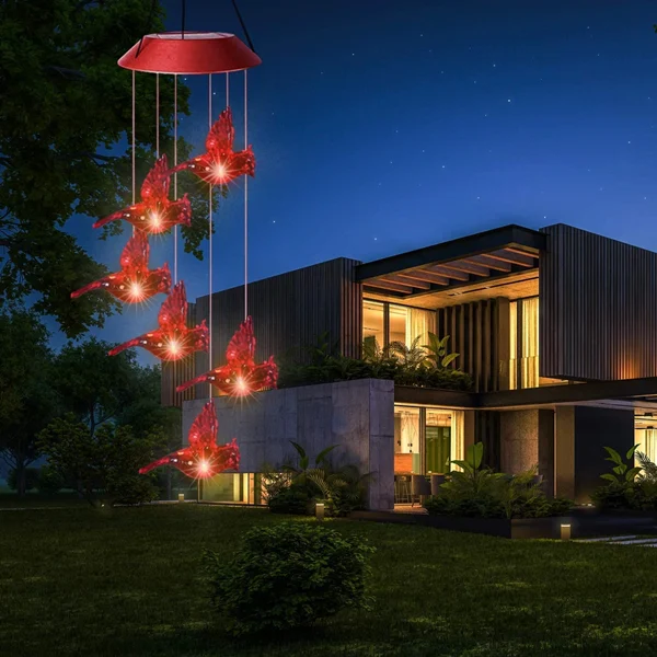 2024 New Year Hot Sale - Solar Cardinal Wind Chime Light