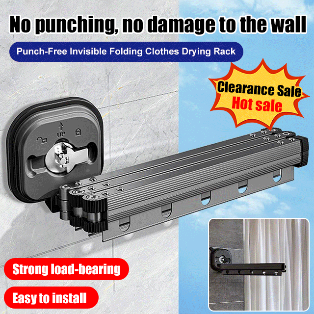 【Ready to use】Suction Cup Wall Mount Folding Clothes Drying Rack