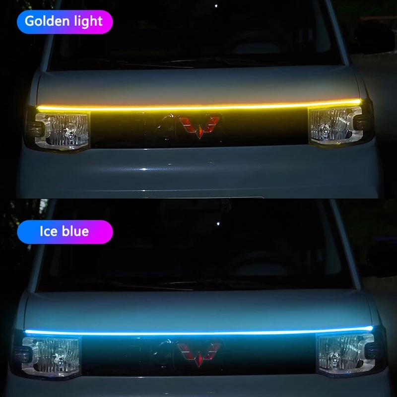 汽車啟動掃描貫穿式日行燈引擎蓋裝飾燈通用裝飾燈