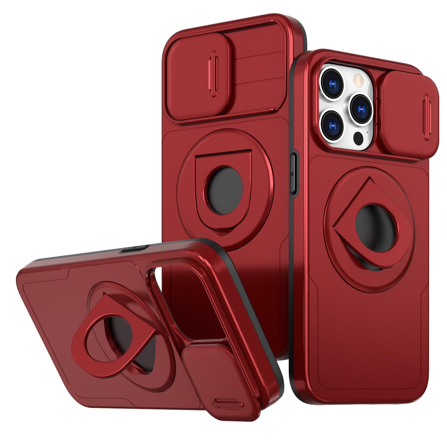 360° 旋轉磁吸指環推窗鏡頭保護 iPhone 保護套