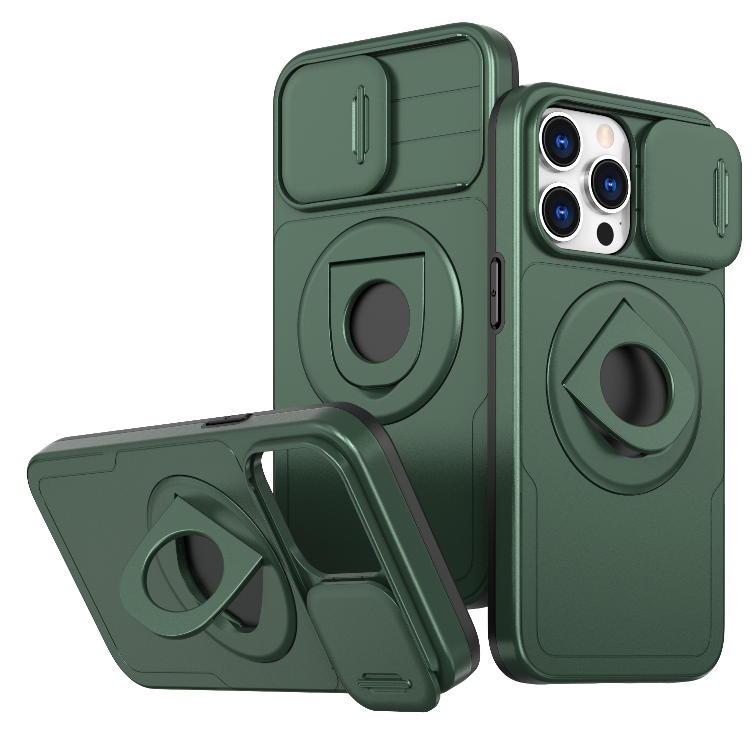 360° 旋轉磁吸指環推窗鏡頭保護 iPhone 保護套