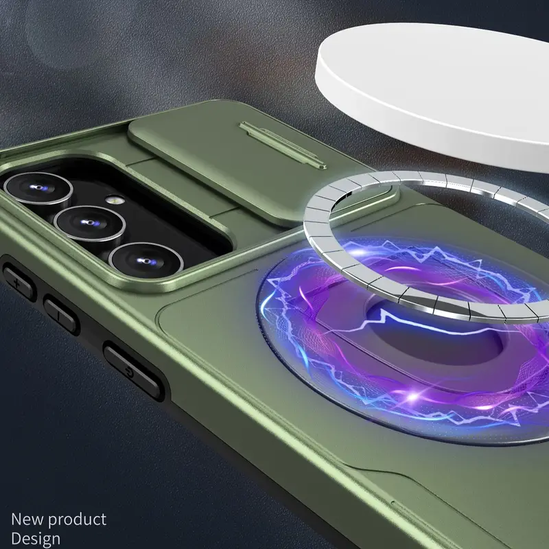 360° 旋轉磁吸指環推窗鏡頭保護手機套適用於三星