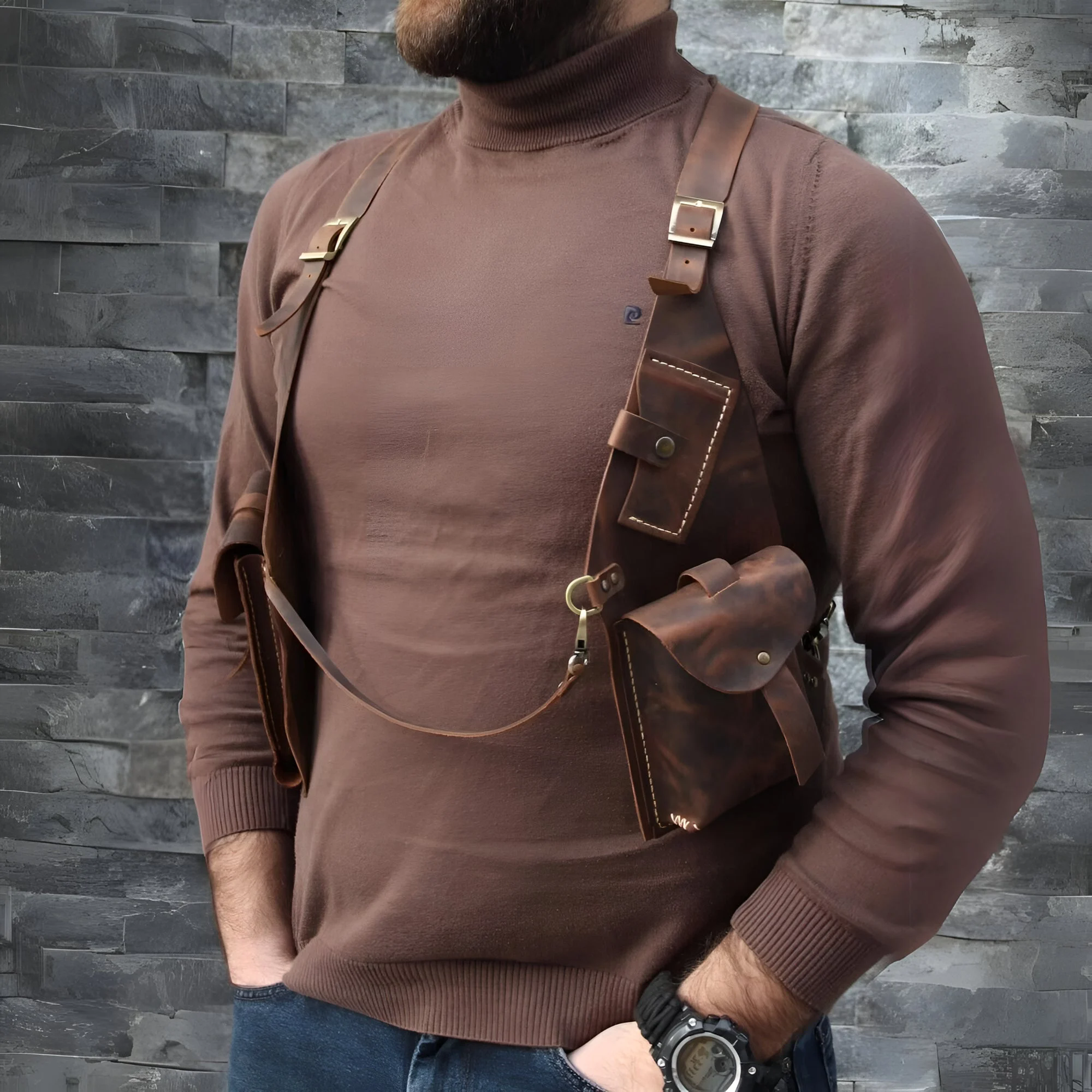【Anti-theft Harness】復古朋克多功能皮革隱形防盜背帶