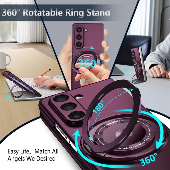 超強磁性保護殼，附 360° 旋轉金屬支架，適用於三星 Galaxy Z Fold 6/5/4/3