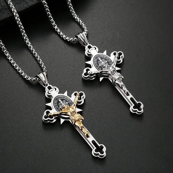 【買一送一】ST.Benedict Protection Cross Power 吊墜項鍊