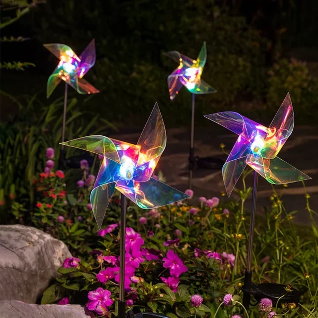 【買2送2】花園LED太陽能七彩風車燈