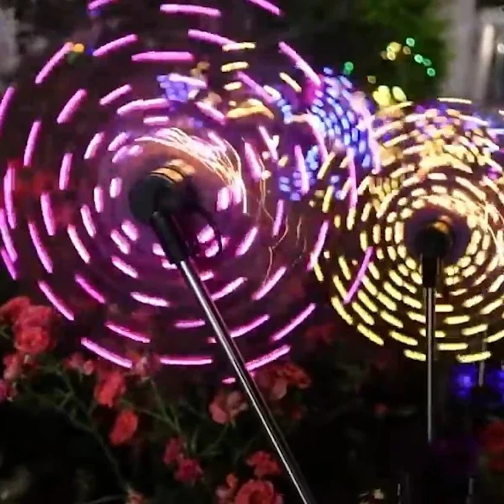 【買2送2】花園LED太陽能七彩風車燈