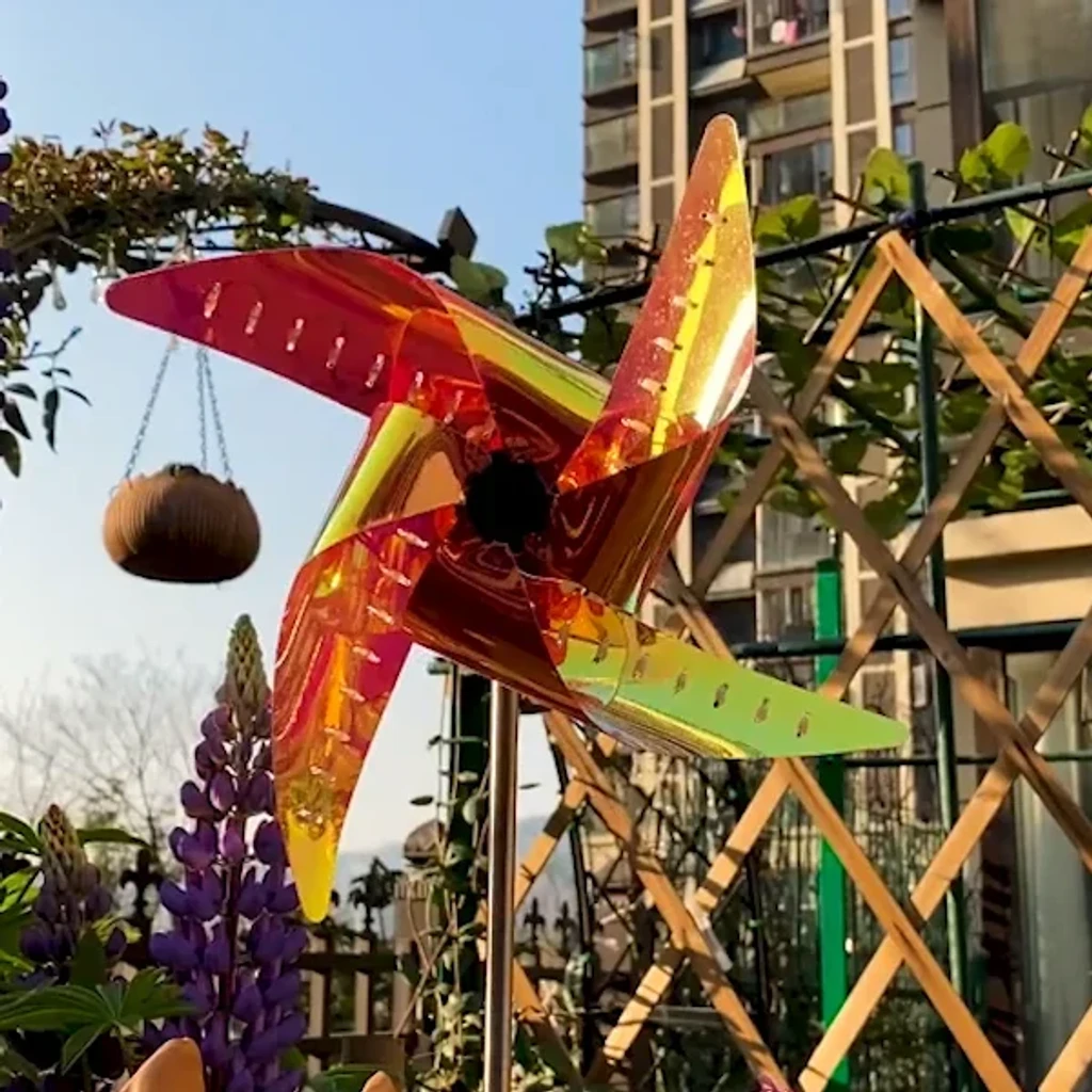 【買2送2】花園LED太陽能七彩風車燈