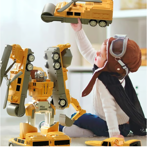 磁力變形工程車組裝玩具