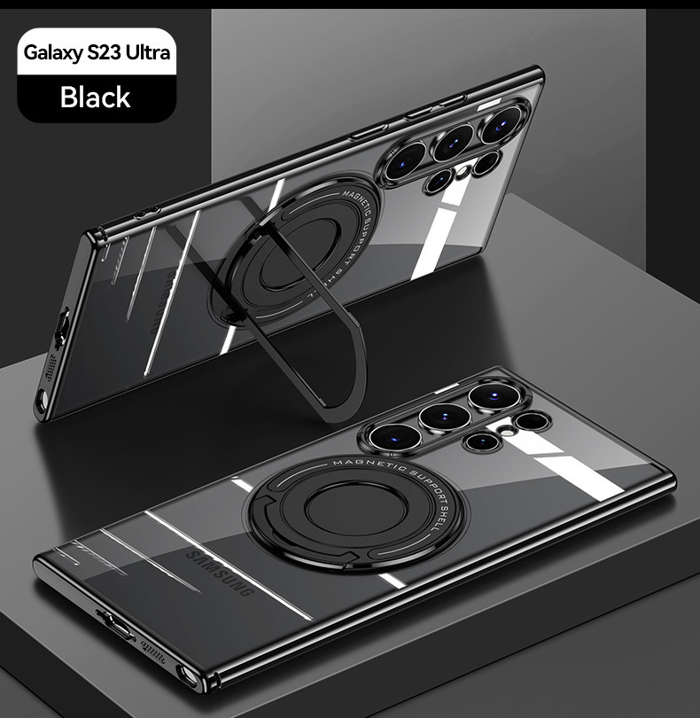 【新款！震撼上新】適用Samsung S25 Ultra~S22系列 · 2025新款磁吸支架電鍍透明手機殼