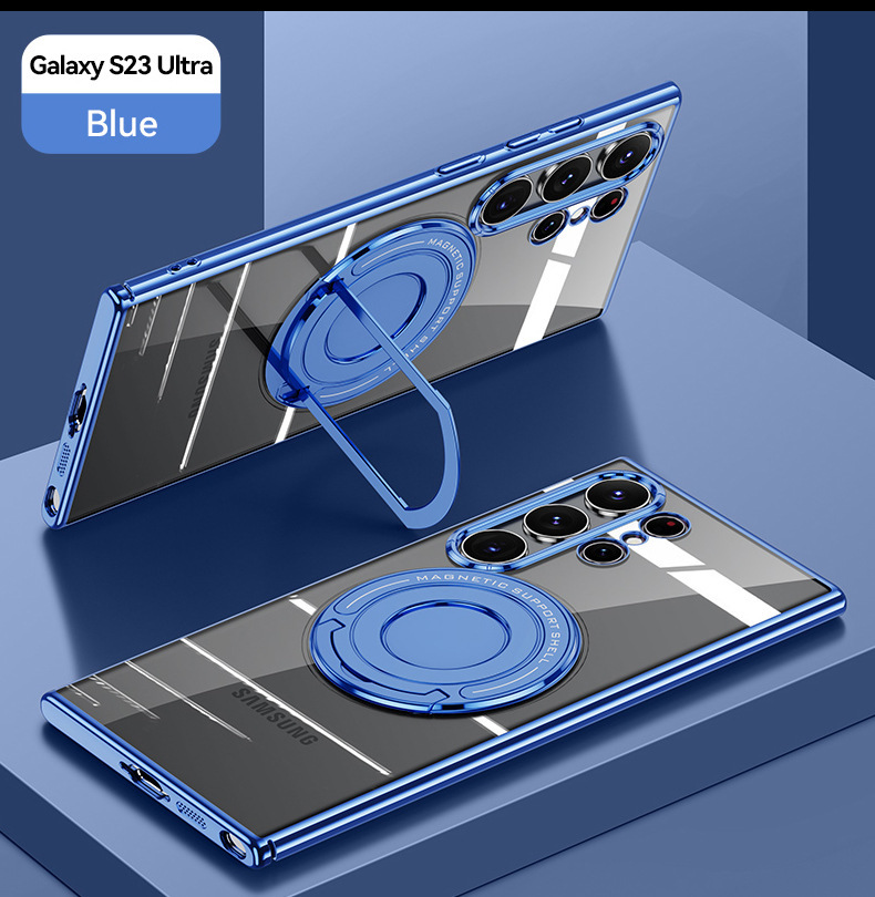 【新款！震撼上新】適用Samsung S25 Ultra~S22系列 · 2025新款磁吸支架電鍍透明手機殼