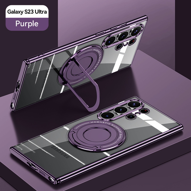 【新款！震撼上新】適用Samsung S25 Ultra~S22系列 · 2025新款磁吸支架電鍍透明手機殼
