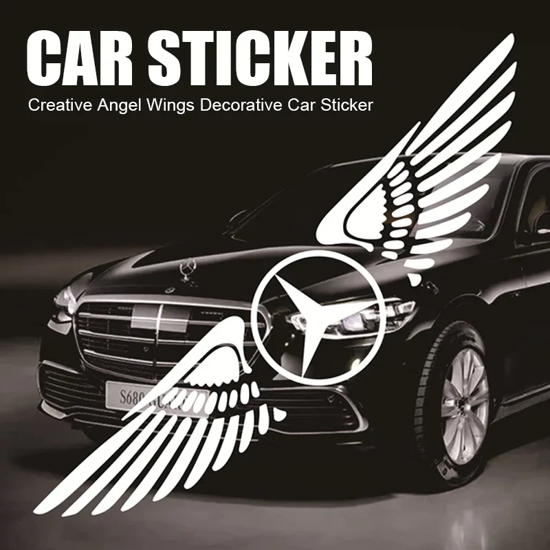 【車型定制】創意天使翅膀裝飾鐳射反光車貼2PCS