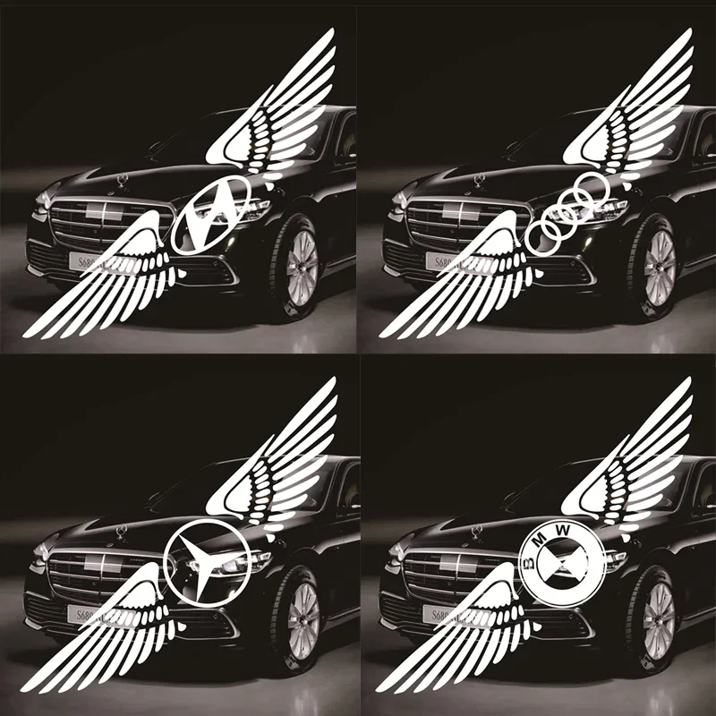 【車型定制】創意天使翅膀裝飾鐳射反光車貼2PCS