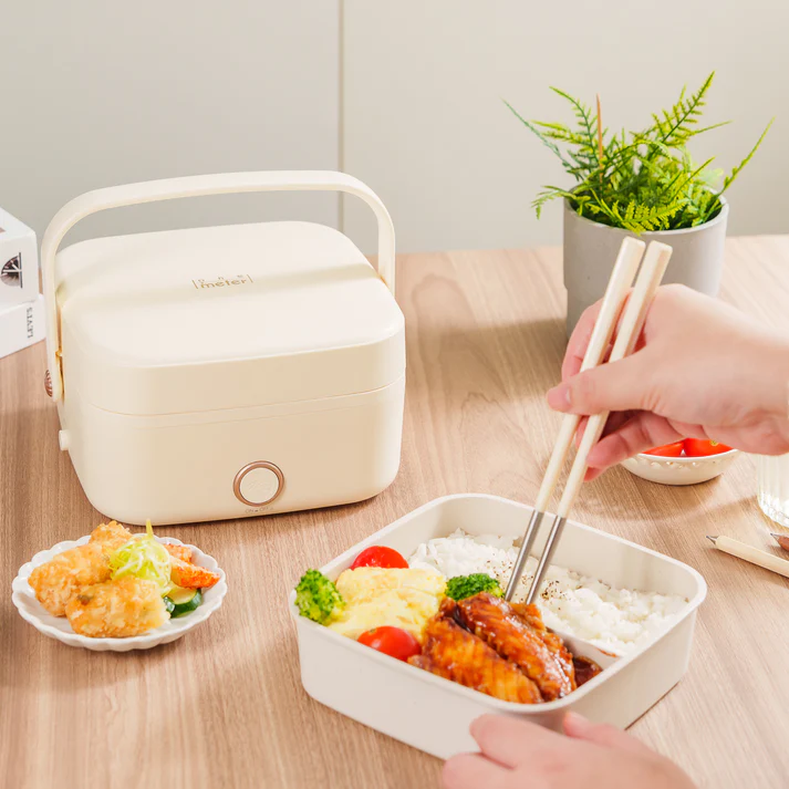【省$1110,送精美手提包+不銹鋼餐具】one-meter  熊夯熱飯盒｜陶瓷三格無蒸汽免加水超靜音 x 70°C恆溫循環加熱