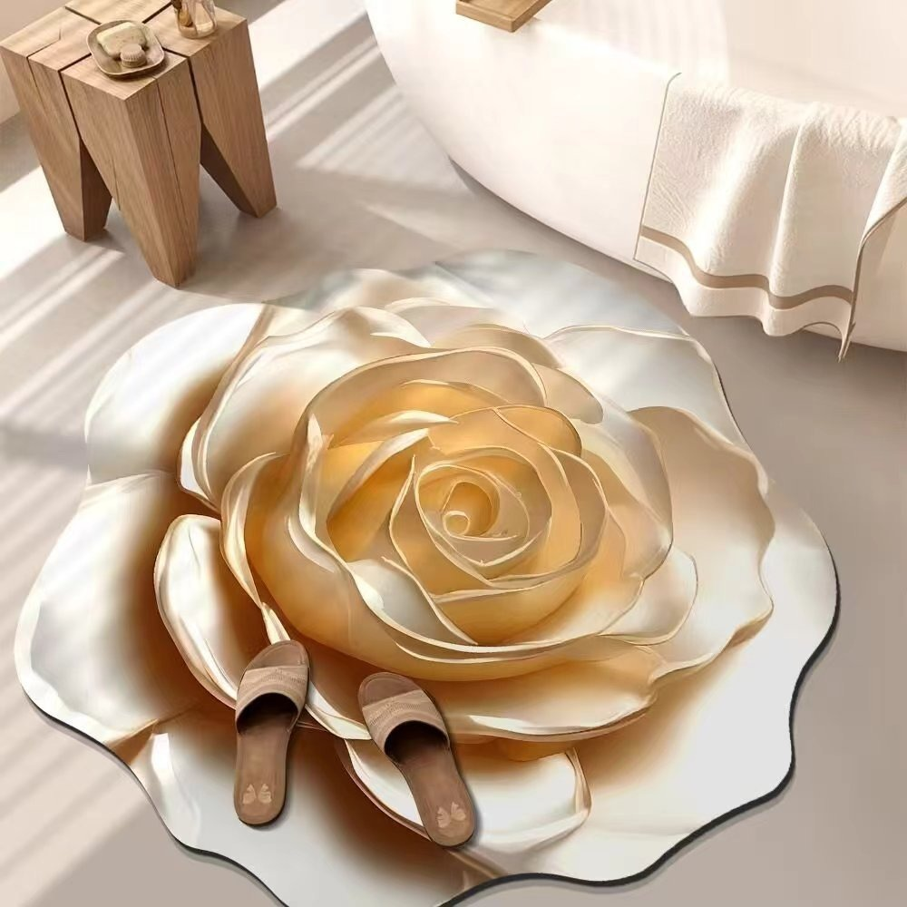 【熱銷新品】3D異形花朵水晶絨防滑地墊｜完全花朵形狀｜瞬吸速乾｜加厚防滑設計｜一墊多用(廚房/浴室/客廳/臥室)｜懶人清潔神器｜耐磨可機洗