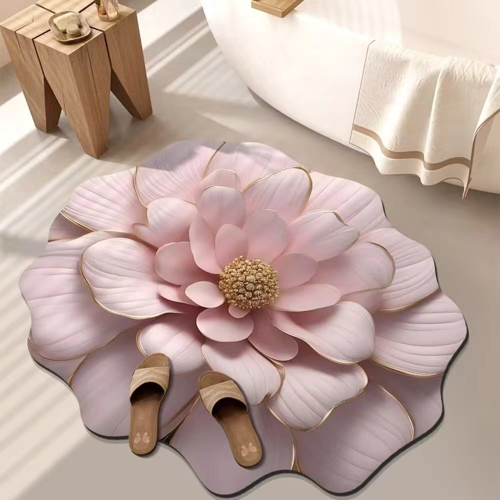 【熱銷新品】3D異形花朵水晶絨防滑地墊｜完全花朵形狀｜瞬吸速乾｜加厚防滑設計｜一墊多用(廚房/浴室/客廳/臥室)｜懶人清潔神器｜耐磨可機洗