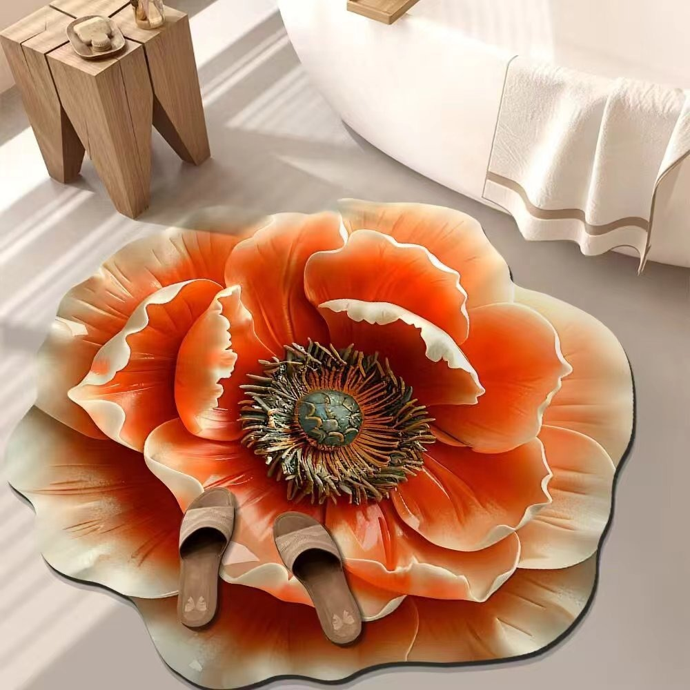 【熱銷新品】3D異形花朵水晶絨防滑地墊｜完全花朵形狀｜瞬吸速乾｜加厚防滑設計｜一墊多用(廚房/浴室/客廳/臥室)｜懶人清潔神器｜耐磨可機洗