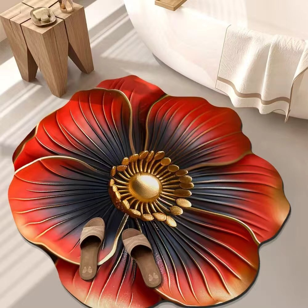 【熱銷新品】3D異形花朵水晶絨防滑地墊｜完全花朵形狀｜瞬吸速乾｜加厚防滑設計｜一墊多用(廚房/浴室/客廳/臥室)｜懶人清潔神器｜耐磨可機洗