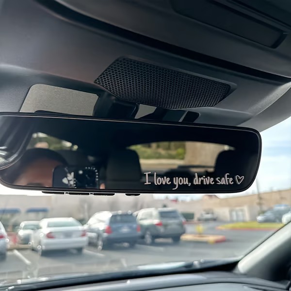  I love you, drve safe-安全駕駛防水乙烯車貼汽車通用後視鏡裝飾貼